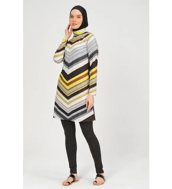 Alfasa Alfasa striped hijab swimsuit