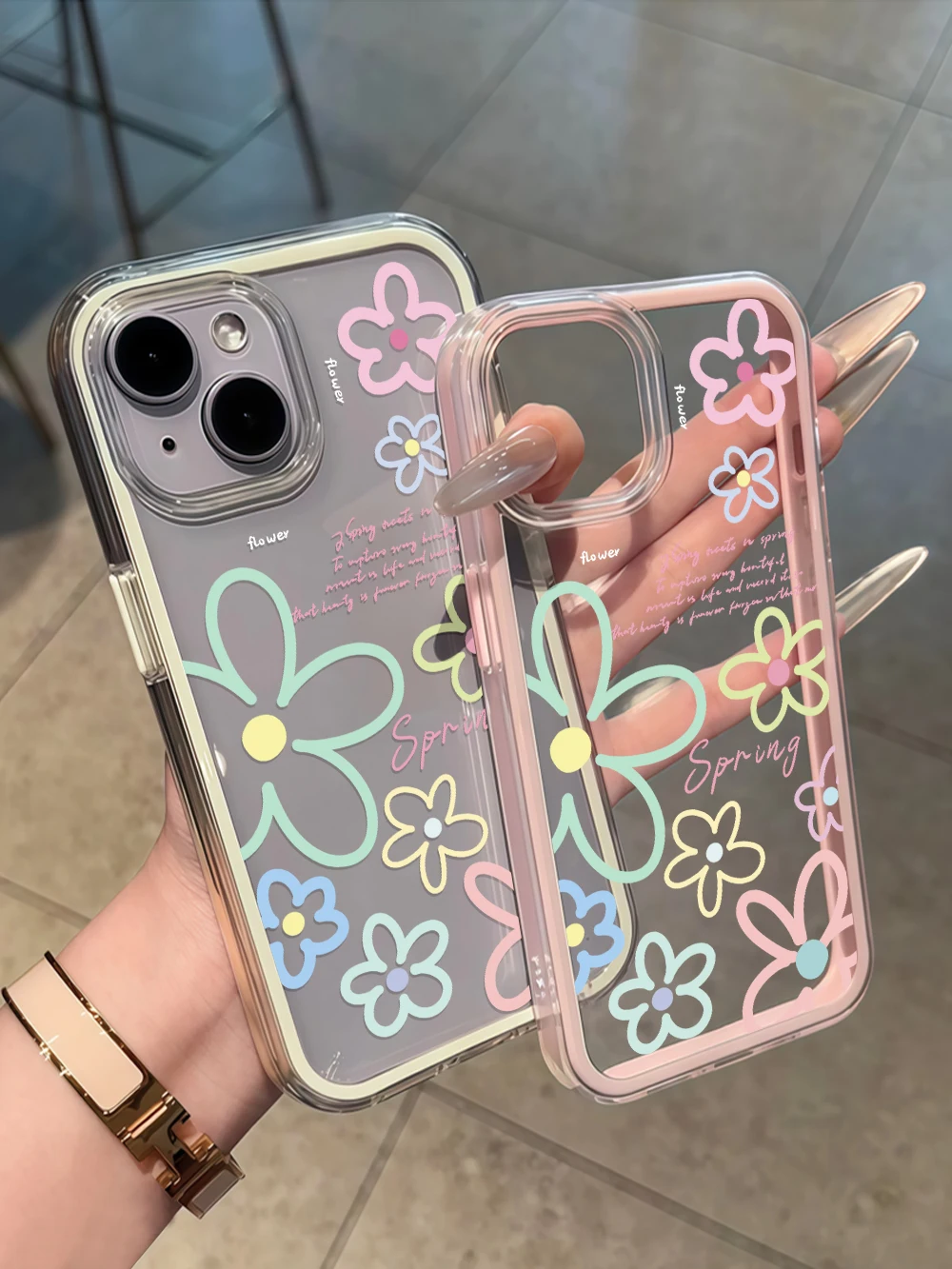 Spring Floral Clear Phone Case – Colorful Flower Design Cover