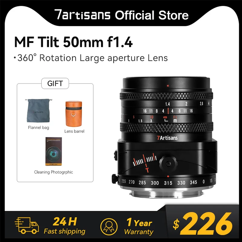 

7artisans 50mm F1.4 Наклонный подвижной ручной объектив с большой диафрагмой APS - C объектив с двумя в одном Sony E Alpha 6400 ZVE10 A7S FUJIFX E - M1 Mark II / E - M10 Mark IV Micro 4 / 3 E - PL1 E - M10 GH1 / GH2