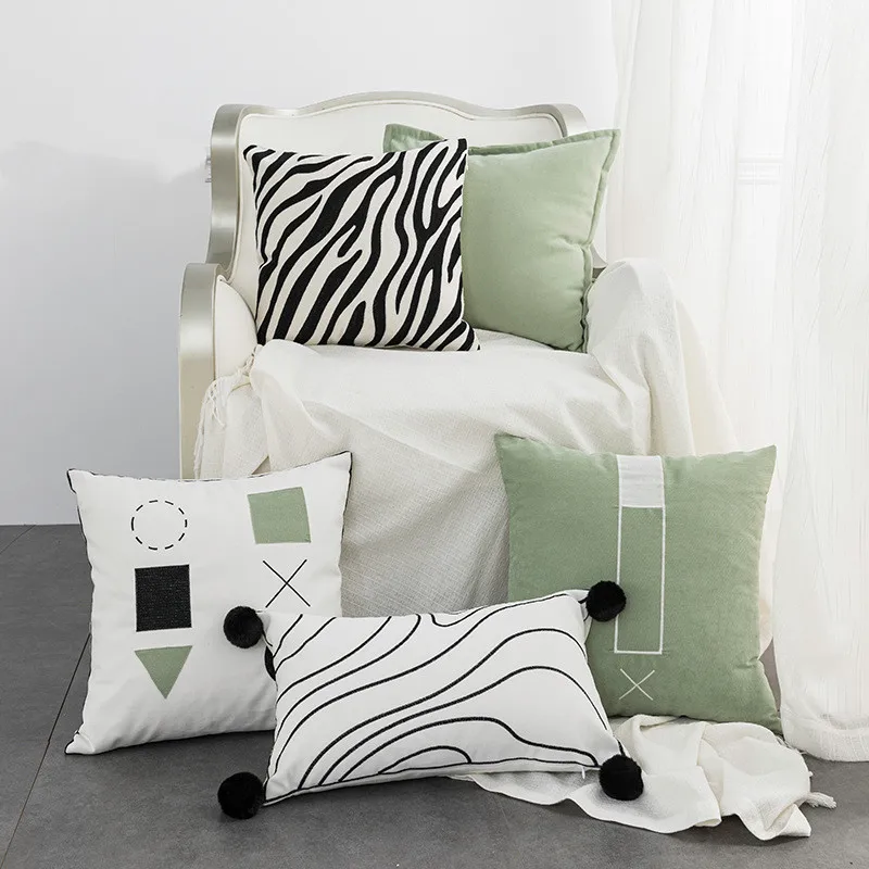 

Cotton Linen Cushion Cover Pillow Cover Black Stripe Jaquard Home Decoration Sofa Bed Couch Living Room Bed Room 45x45cm/30x50cm