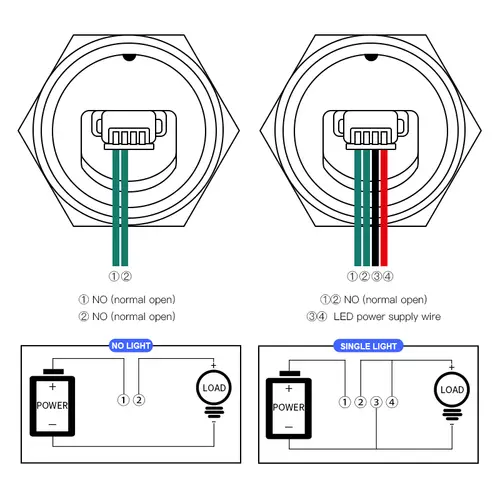 19/22/25/30mm Ultra Short LED Light Switch 3V 6V 12V 24V 220V Momentary Self Reset Waterproof Metal Push Button Switch with Wire - Image 4