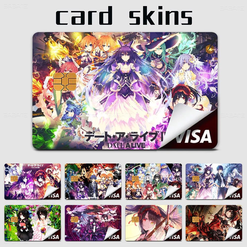 Date A Live Anime Anime Cartoon Skin Stickers Film Tape Case For Big Credit Debit Card Front Side