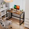 Small Folding Desk 39.4 Inch, Foldable Computer Desks with LED Lights and Monitor Stand, Work Portable Table for Bedroom Home 5