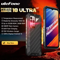 Ulefone Power Armor 18 Ultra 5G Rugged Phone 512GB ROM +24GB RAM Android 13 6.58" 120Hz Smartphone 108MP Camera,9600 mAh 66W NFC 1