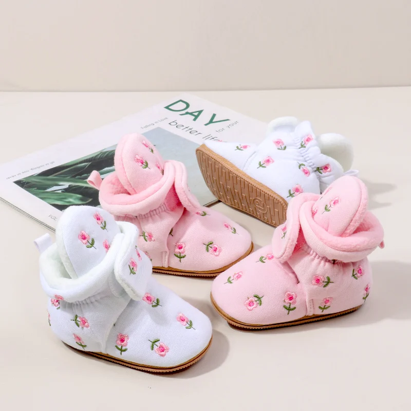 Winter Baby Girl Snow Booties Anti Slip Cotton Padded Warm Cute Newborn Toddler Shoes High Quality Infant Shoes First Walkers