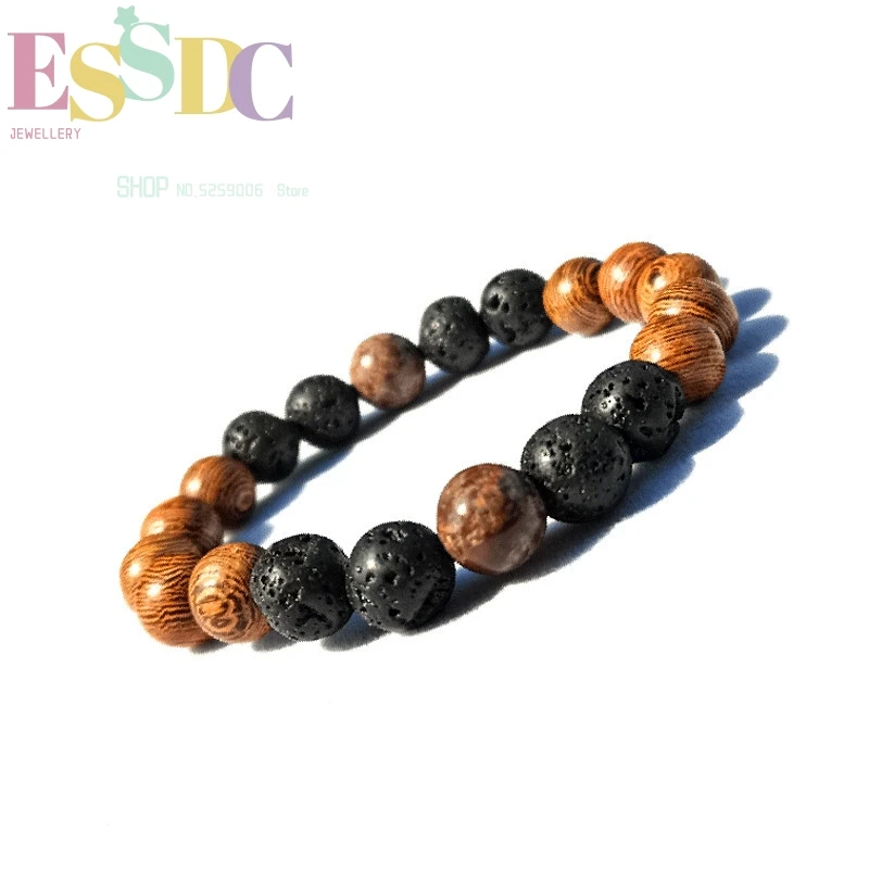 

Natural Brown Sea Stripe Stone Beads Bracelet Fashion Single Circle Men's Charm Wholesale Men Jewelry