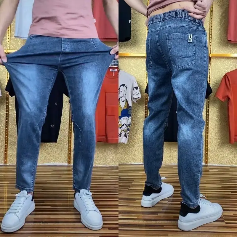 thumbnail image 1 of Pantalones vaqueros de algodón cónicos para hombre, pantalones holgados de diseñador de alta calidad, tendencia elegante 2024, pantalones vaqueros para hombre 2024, pantalones de verano apilados Buggy, 1 of 4