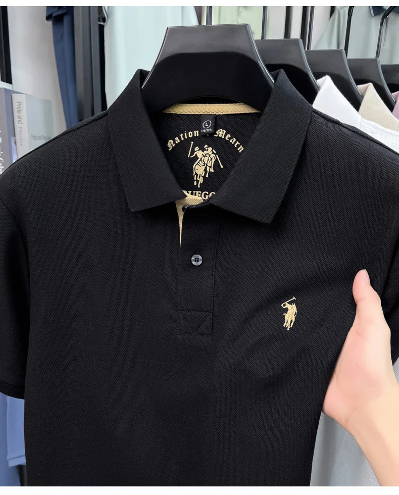 100% Baumwolle Kurzarm Herren-Poloshirt Luxus-Modemarke Hochwertige Pony-Stickerei Sommer-Komfort Neue Mode Paul T-Shirt – Detail 11