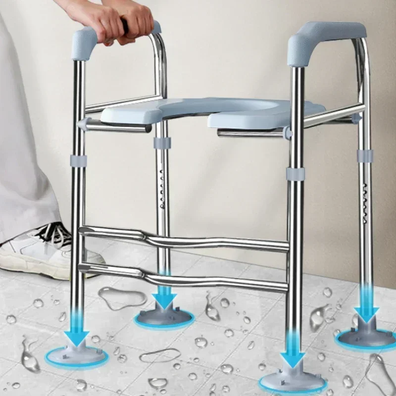 Toilet Booster Chair with Handrails Portable Elderly Toilet Seat Easy Clean Commode Senior Mobility Aid Bathroom Helper 2