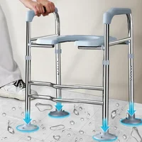 Toilet Booster Chair with Handrails Portable Elderly Toilet Seat Easy Clean Commode Senior Mobility Aid Bathroom Helper 2