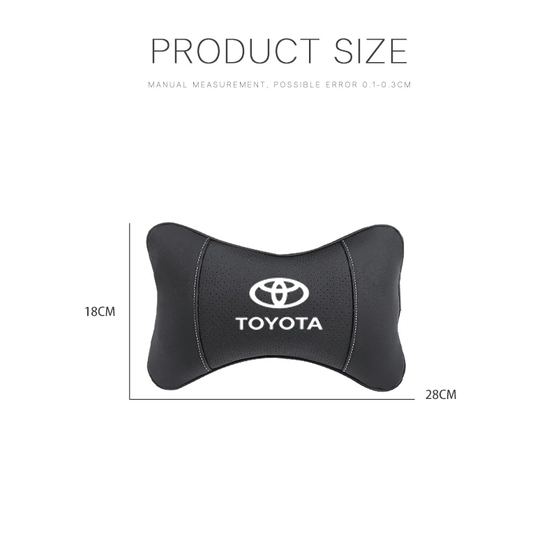 자동차 시트 머리 받침 자동차 로고 목 베개, 도요타 캠리 오리스 코롤라 야리스 아이고 RAV4 프리우스 CHR 힐럭스 어벤시스 랜드 크루저용, 1 개