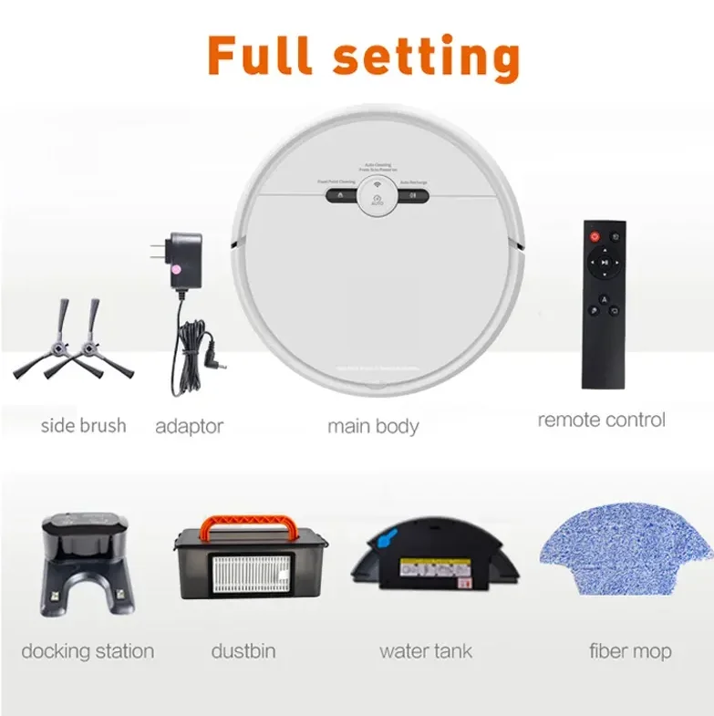 Intelligent Vacuum Cleaner Robot-3 in 1 Sweeping, Suction, Towing, WiFi App Control Vacuum Cleaner Robot