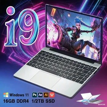 2025 Computer portatile da gioco portatile PC Intel Core i9 8950HK Windows 11 Por 14.1 "Notebook 16 GB RAM 1 TB 2 TB SSD Giochi da ufficio