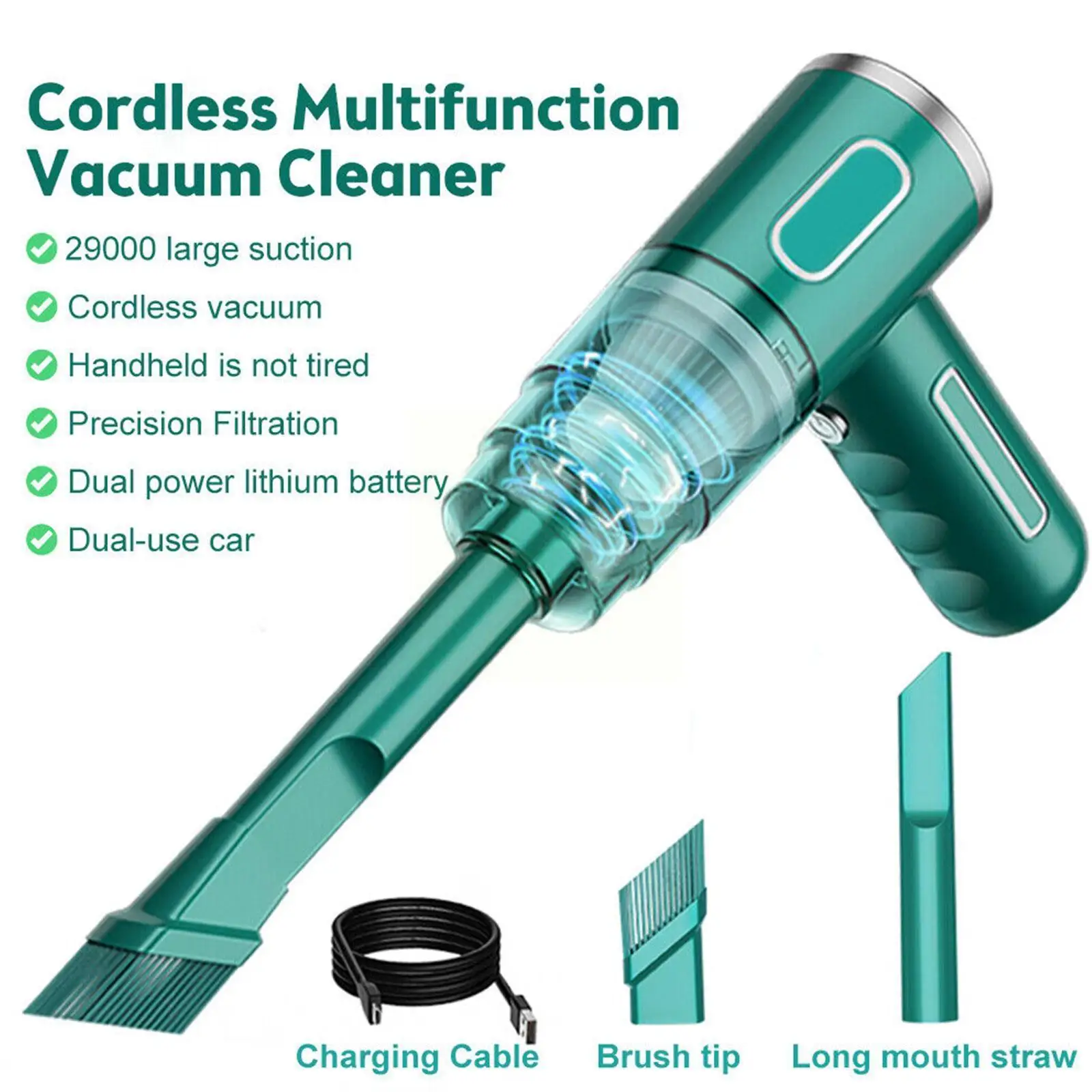29000Pa Wireless Portable Vacuum Cleaner USB Charging Car Handheld