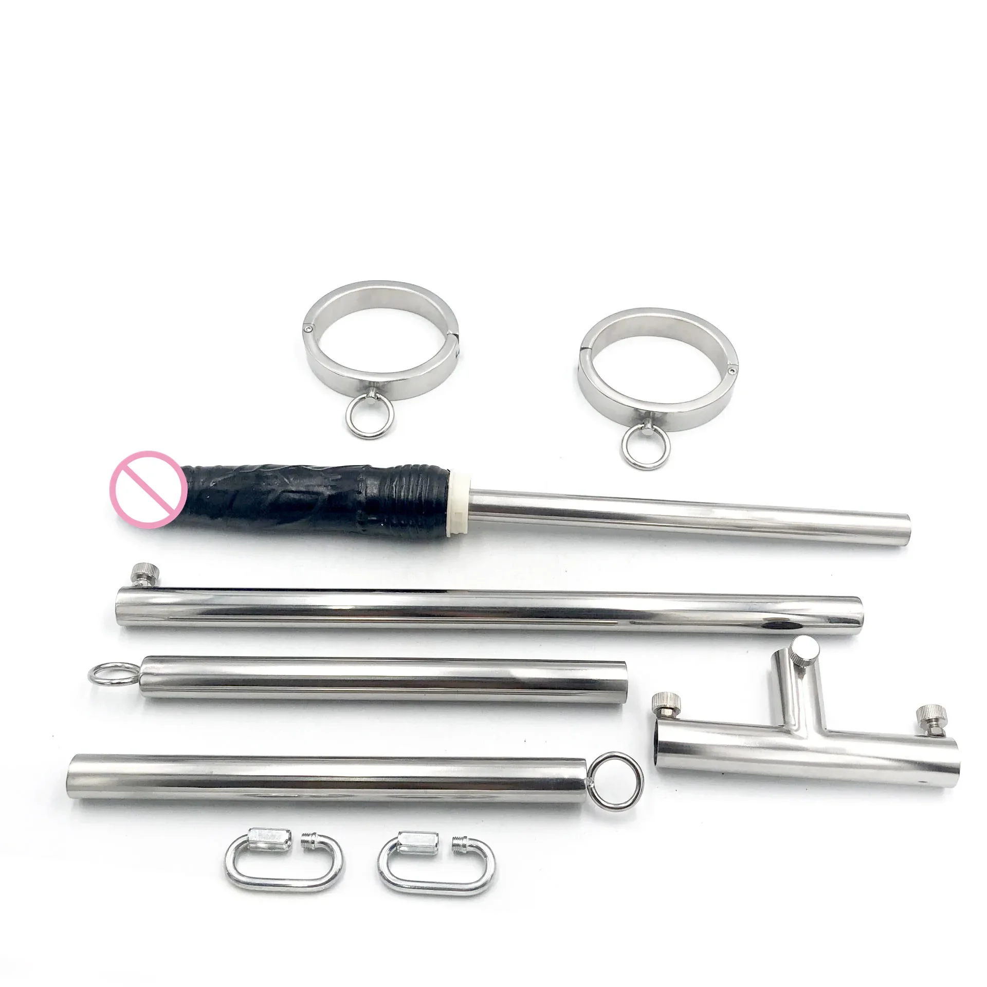 Stainless Steel Adjustable Spreader Bar Open Leg Devices Ankle Cuffs Dildo Anal Plug Restraints BDSM Bondage Sex Toys For Adults