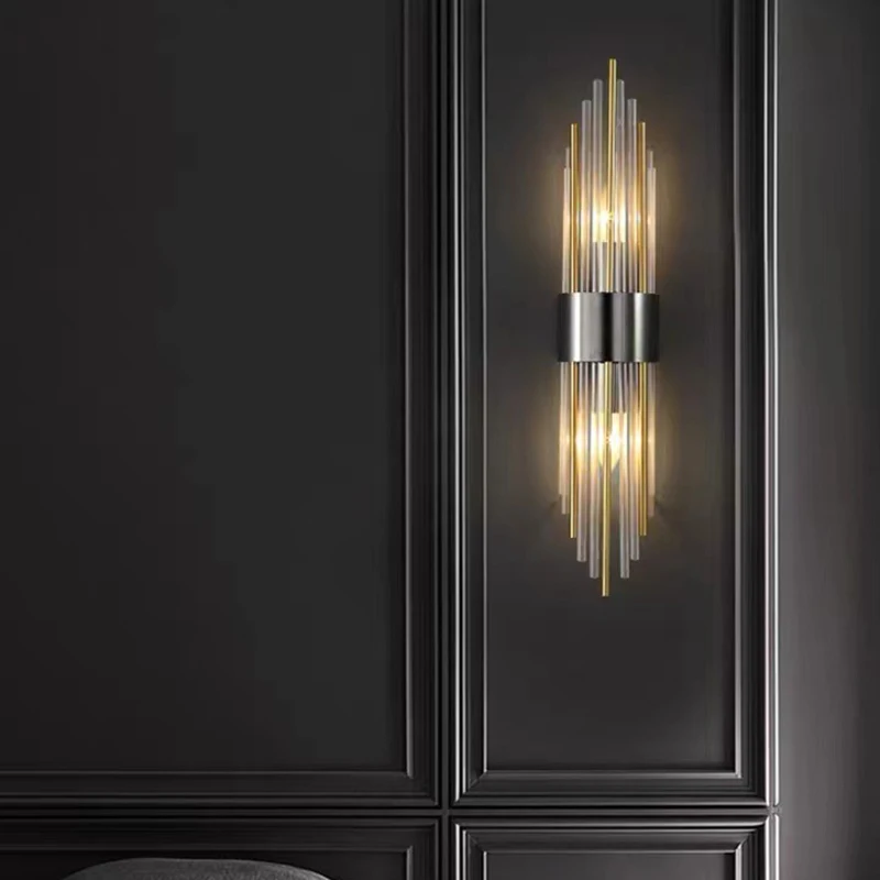 LED Wall Lamp Clear Crystal E14 Bulb Stainless Steel Wall Lights For Foyer Bedroom Aisle Dining Room Sconces