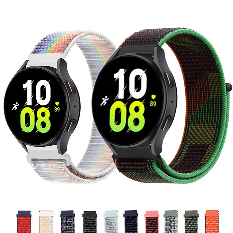 Ремешок нейлоновый 20 мм 22 мм для часов Samsung Galaxy Watch 5/4 40 мм 44 мм, спортивный браслет, совместимый с Huawei Watch 2 Classic