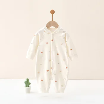 AYNIGIELL جديد الخريف الطفل بذلة واحدة الصدر الكرتون نمط ملابس الطفل 0-18 أشهر القطن الخالص طقم قطعة واحدة للأطفال 6