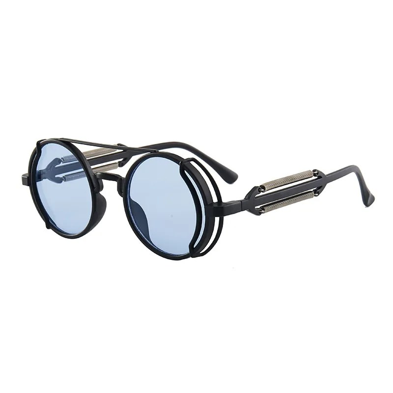 Occhiali da sole Steampunk in metallo Uomo Donna Moda Occhiali rotondi Design del marchio Occhiali da sole vintage Oculos De Sol di alta qualità_voghion.com