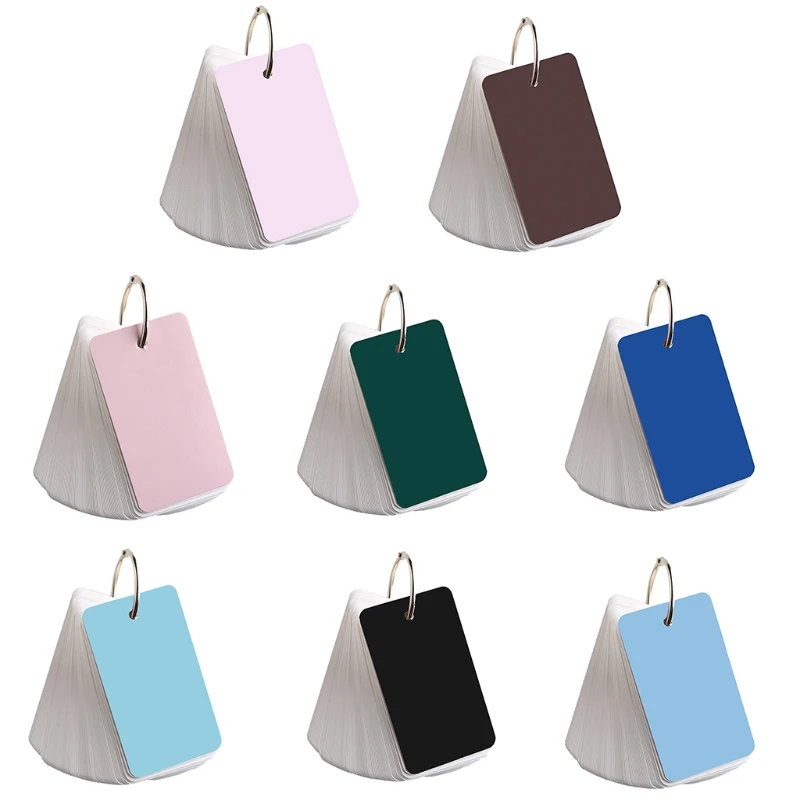 

B36C 100 Sheets/Pack Pocket Cardboard Note Paper Index Card DIY Set with Metal Binder Ring Cover Portable Refillable