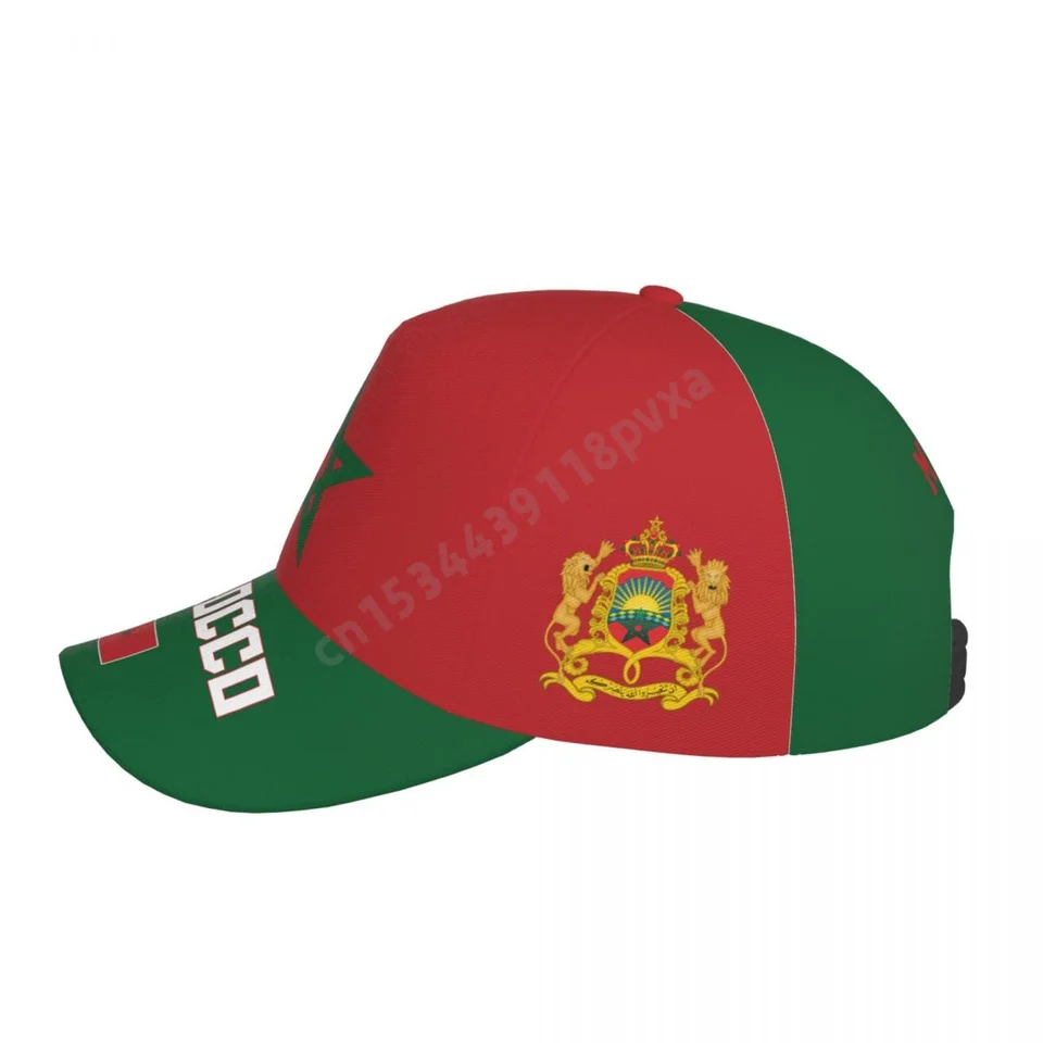 Cappellino Da Baseball Con Stemma Del Marocco - Unisex - Fori Di Respirazione - Regolabile - Protezione UV - Nero