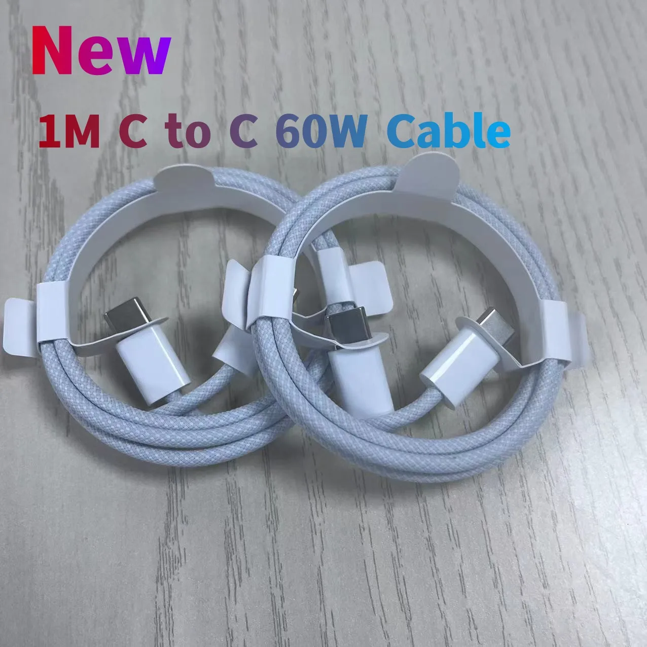 편조 USB-C 충전 케이블, USB C에서 C 타입 고속 충전 케이블, 아이폰 15 15 프로 맥스용, 오리지널 박스 포함, 60W, 50 개/로트