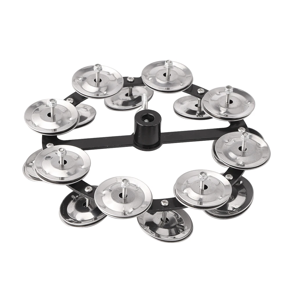Drum Cymbals Hi Hat Tambourine Steel Bells with Row Jingles Portable Instrument
