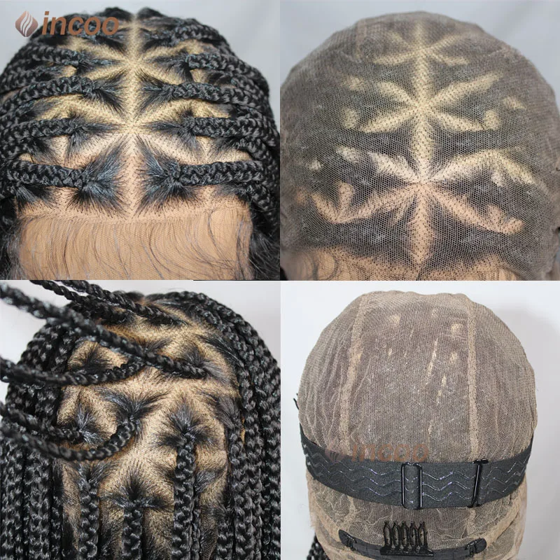 Full Lace Frontal Wigs For Women Jumbo Knotless Braided Wigs With Baby Hair Synthetic Box Braids Wig Black African Wigs 24 Inch images - 6