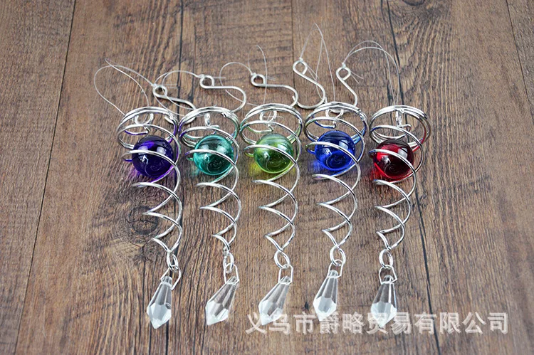 Description Picture 5 of itemRotating Crystal Gazing Spiral Tail Ball Pendant Wind Spinner Tails Hanging Decorative for Spinners Chime Outdoor Garden & Yard