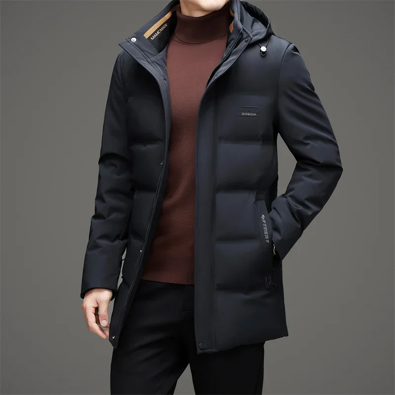 thumbnail image 1 of Chaqueta larga de plumón para hombre, chaqueta de plumón de pato ligera con relleno para hombre, chaquetas de invierno de marca para hombre, ropa de invierno para hombre, abrigo para hombre, 1 of 4