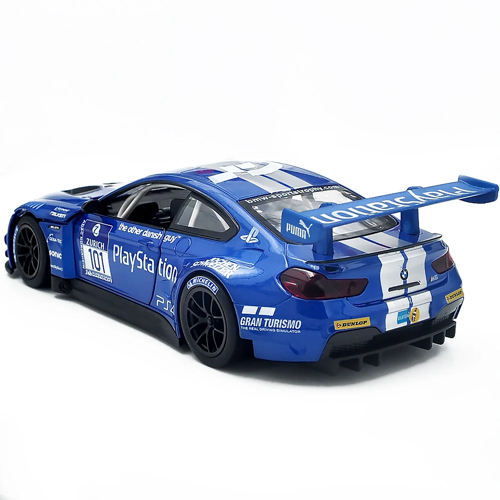 1:24 BMW M6 GT3 합금 레이싱 모델 다이 캐스팅 금속 장난감 자동차 스포츠 자동차 모델 높은 시뮬레이션 컬렉션 어린이 장난감 선물