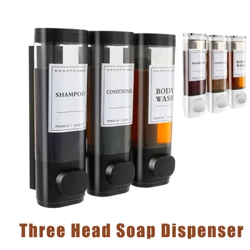 Dispenser di sapone liquido per bagno a parete Supporto per disinfettante per le mani a tre teste Contenitore per liquidi per doccia con gel per shampoo per sapone a parete