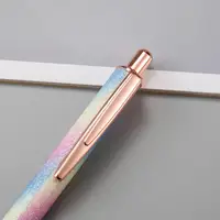 11pcs/set Glitter Sequin Metal Pen 1.0mm Black Refill Rod Retractable Ballpoint Pen for School Office Stationery Gift Office 3