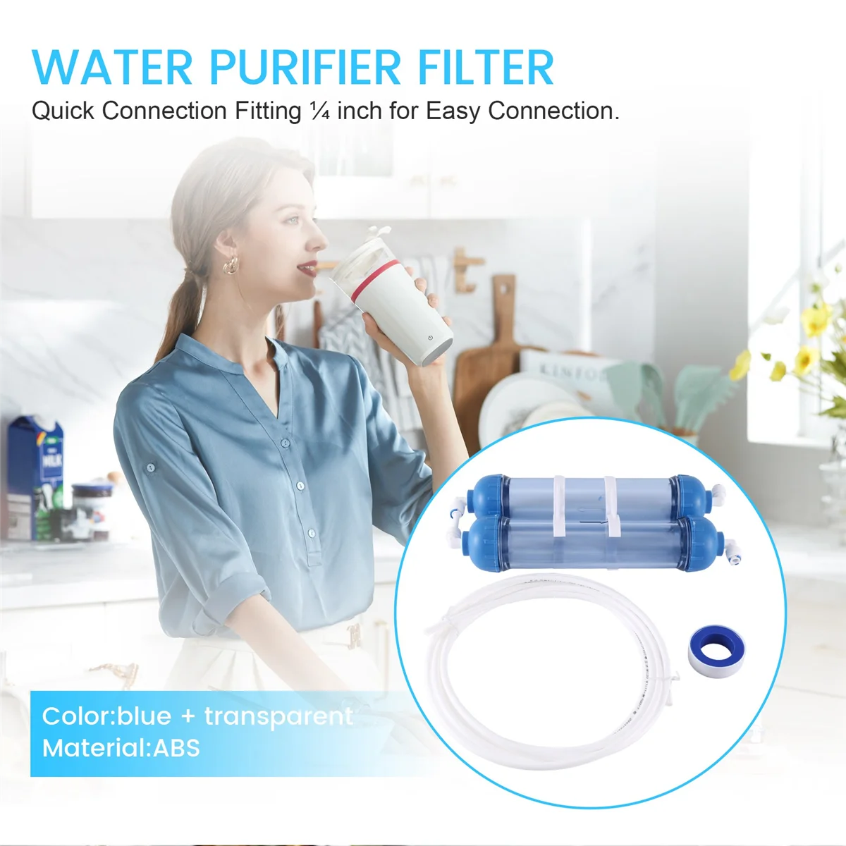 Water Filter 2Pcs T33 Cartridge Housing Diy T33 Shell Filter Bottle 4Pcs Fittings Water Purifier For Reverse Osmosis System HOT