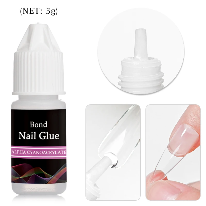 Fast Dry Nail Glue para 3D Decorações Rhinestone, Falso Nail Dicas, Adhesive Acrylic Nails Art, Manicure Ferramentas de Extensão, 1 Pc, 3Pcs
