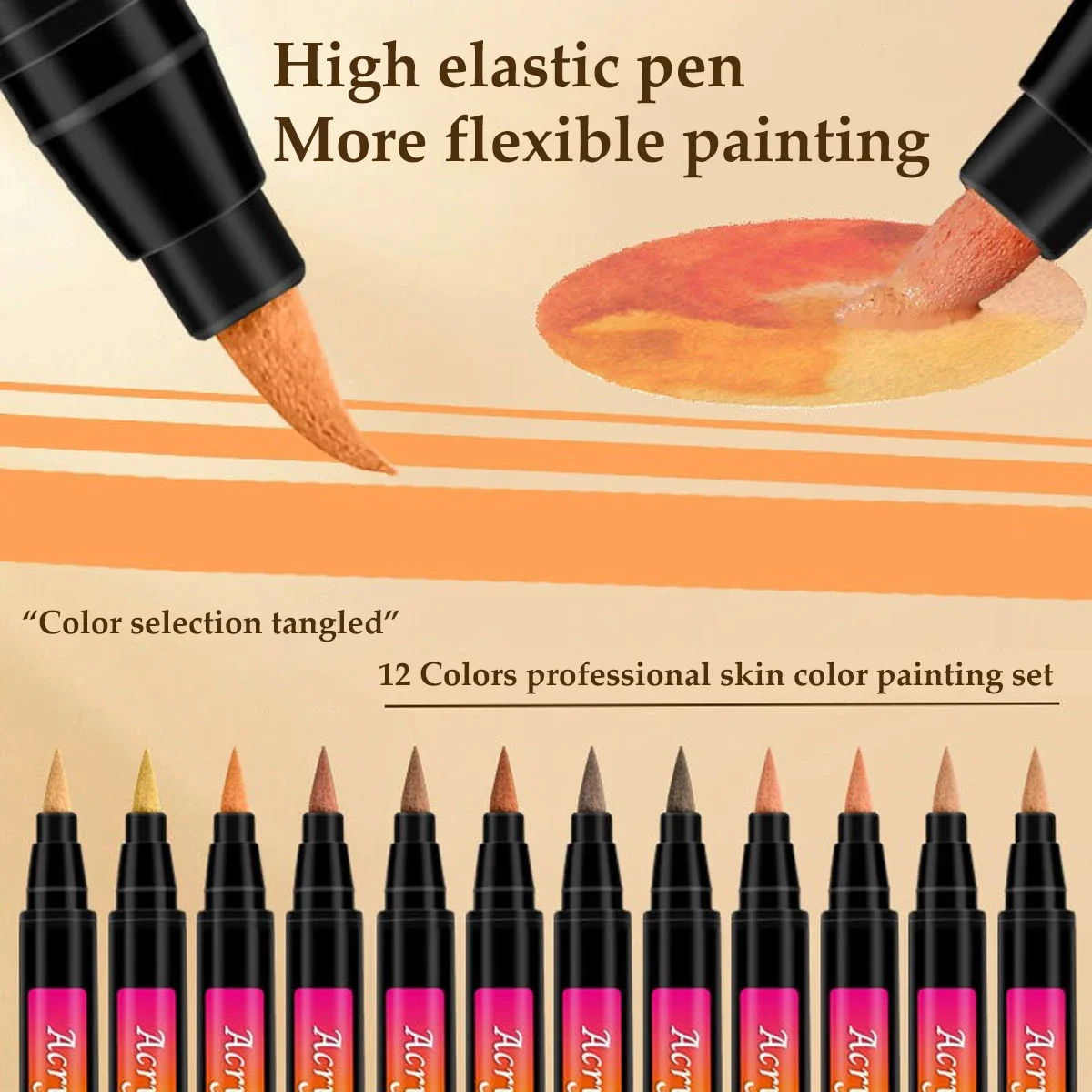 12-48Colors Soft Head Acrylic Marker Pen Set Waterproof Split Color Gradient Kawaii Graffiti Pen School Supplies Stationery 6