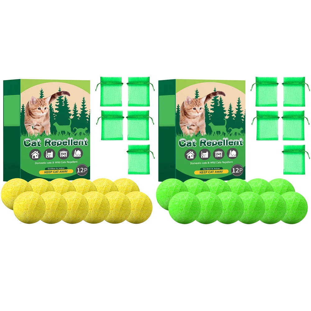 12 Pack Cat Deterrent Ball Natural Peppermint Oil Cat & Dog Nature Repellent Device To Keep Feral Cats Stray Dogs Out of Yard
