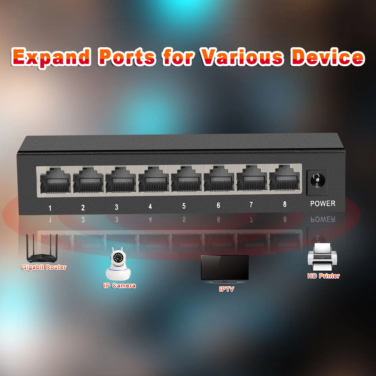 Ienron-switch Gigabit Ethernet Descontrolado Interruptor de Rede Metal Plug And Play para Câmera ip Wi-fi Router Portas 1000 Mbps - Imagem 6