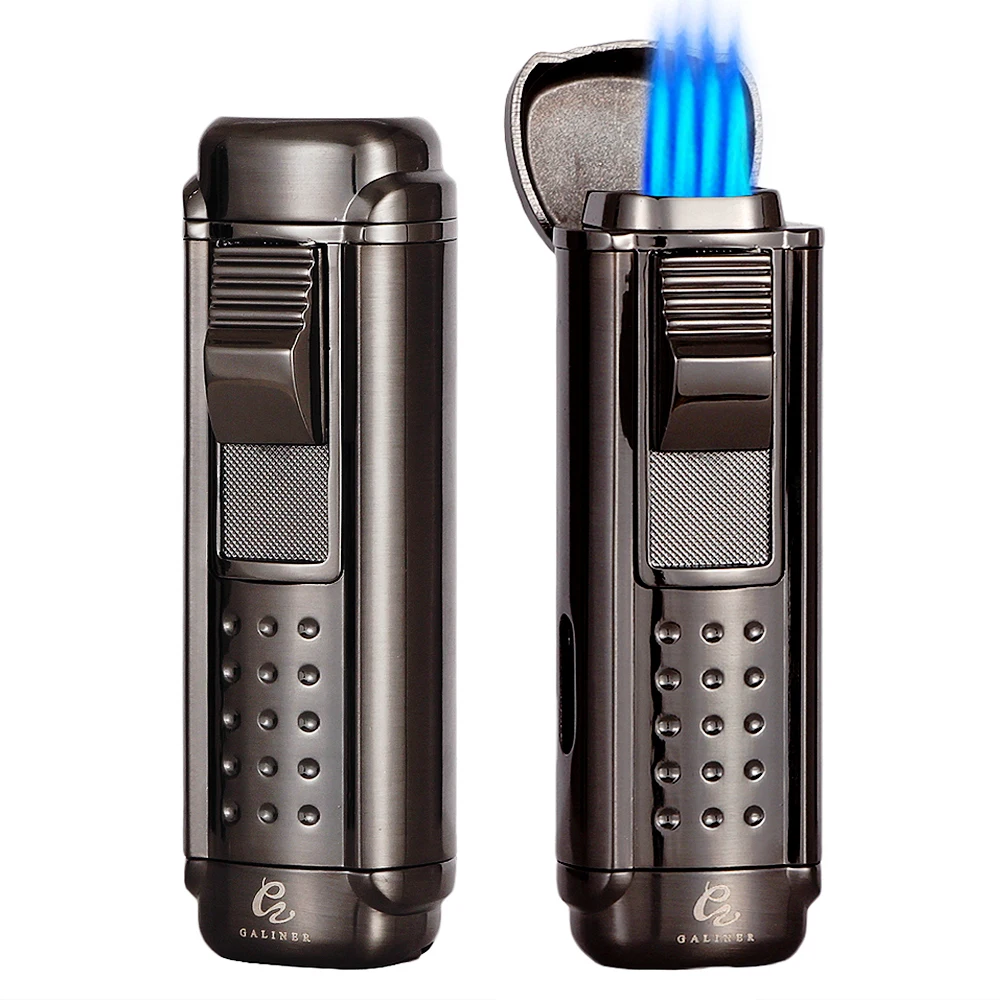 GALINERCigarLighterButaneGas4JetTorchLightersWithCigarPunch
