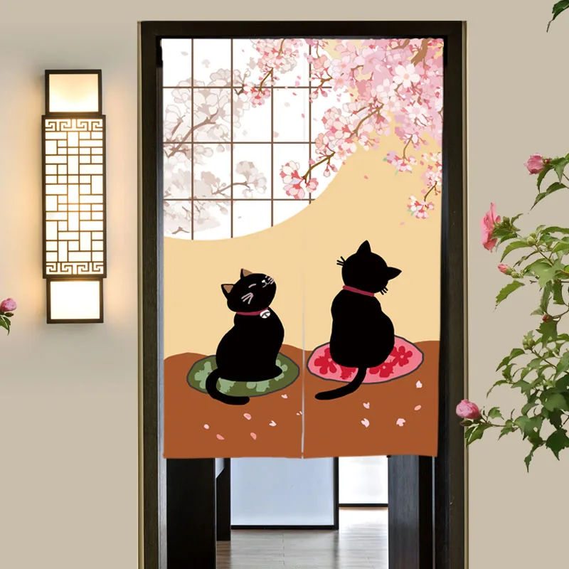 

Japanese Style Noren Door Curtain Lucky Cat Hanging Flag Restaurant Kitchen Partition Household Portiere Room Valance Custom