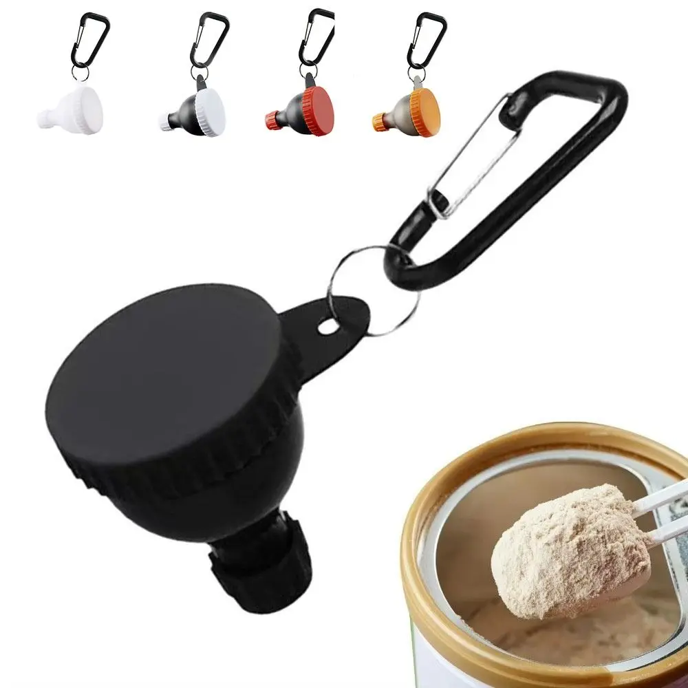 15g/50ml Protein Powder Bottle with Carabiner Reinforced Cap Medicine Box with Keychain Health Funnel Protein Powder Container