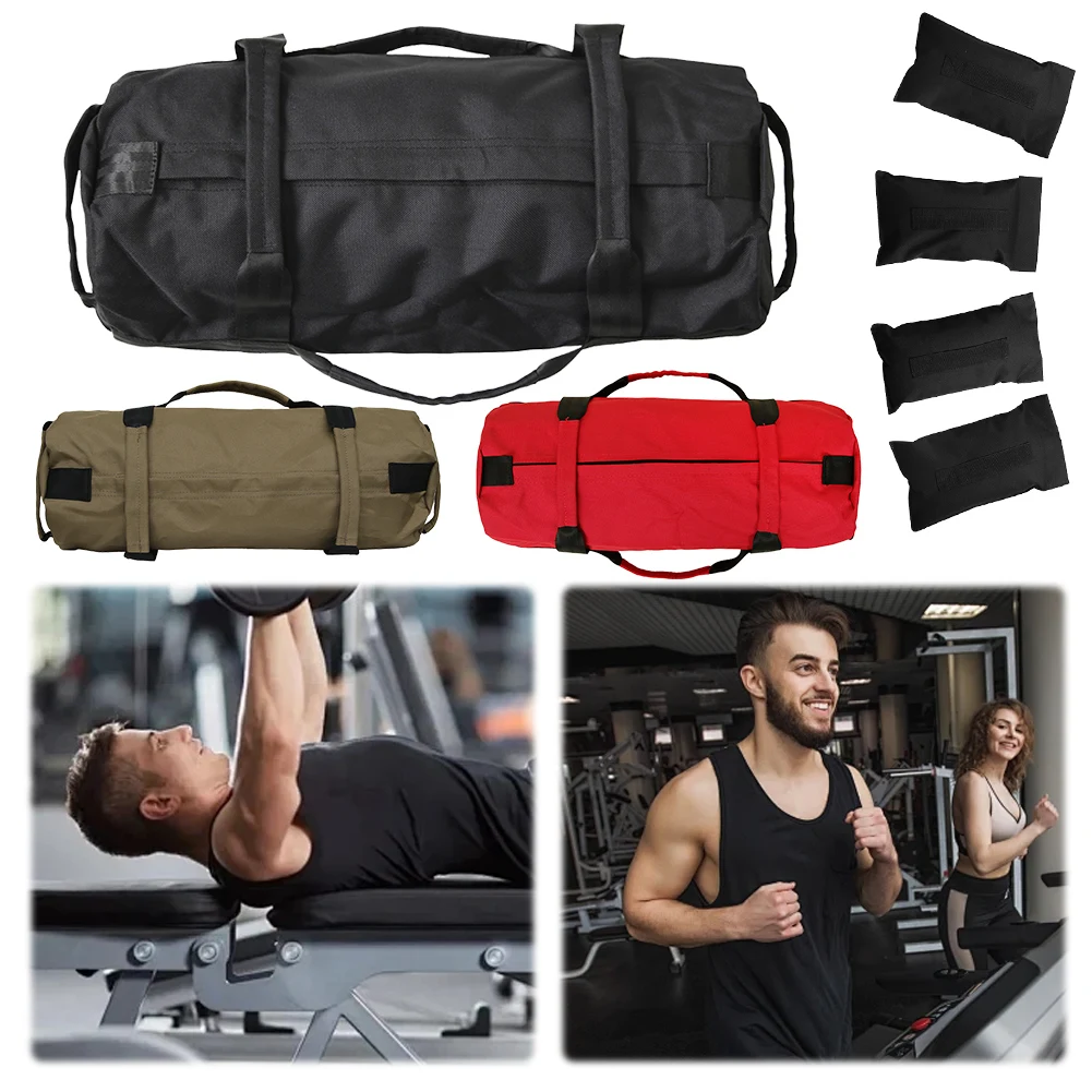 Training Sandbag with 4 Filler Bags Adjustable Fitness Weights Sandbag Weightlifting with Handles Exercise Bag
