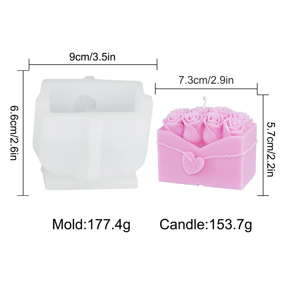 Rose Envelope Candle Mold Rose Flower Mailbox Silicone Mold Flower Envelope Resin Mold For Romantic Valentine Thanksgiving Gift