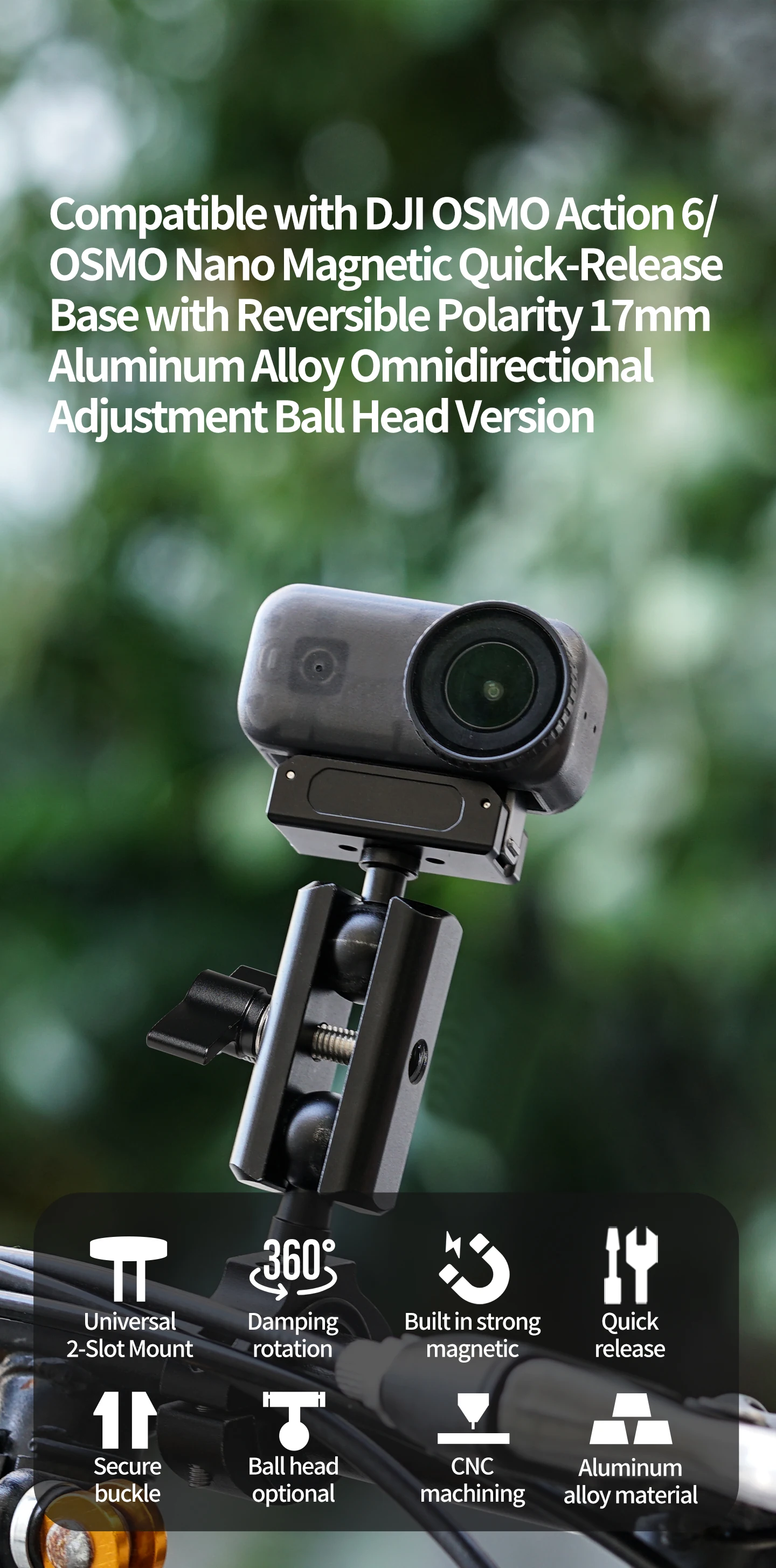 1/4 Schraube Magnetische Basismontage Dual-Claw Quick Release Adapter für DJI Action 6 / Osmo Nano Stativ Kamera Grundplattenerweiterung – Detail 33
