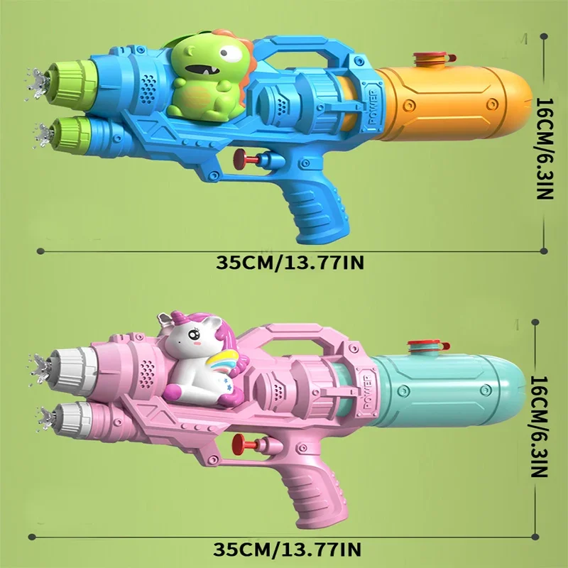 Cartoon Animal Water Gun Summer Pool Toy Double Nozzle Water Gun Dinosaur Press Type Watergun Unicorn Water Spray Toy 6