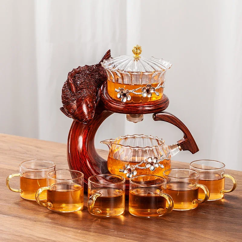 Creative Fish Teapot Full Glass Infuser Magnetic Water Diversion Heat-resistant Kungfu Tea Automatic Drinking Teapot