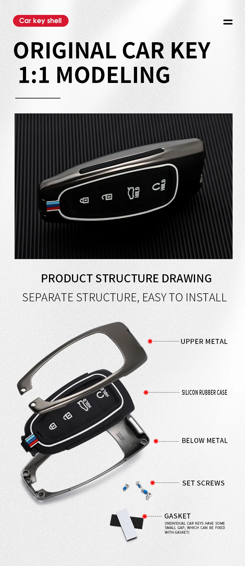 Nuova custodia per chiave a distanza per Auto per Hyundai Santa Fe Tucson 2022 NEXO NX4 Atos Prime Solaris 2021 4 5 pulsanti accessori Auto - S75b058aa8b694ec4a30ed7d80afe8e62T