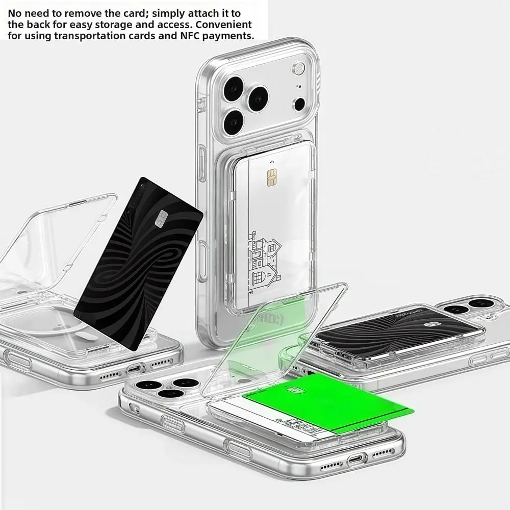 MagSafe 카드 슬리브 투명 충격 방지 2 카드 슬롯 마그네틱 스탠드 카드 홀더 초슬림 아이폰 17/16/15/14/13/12 호환