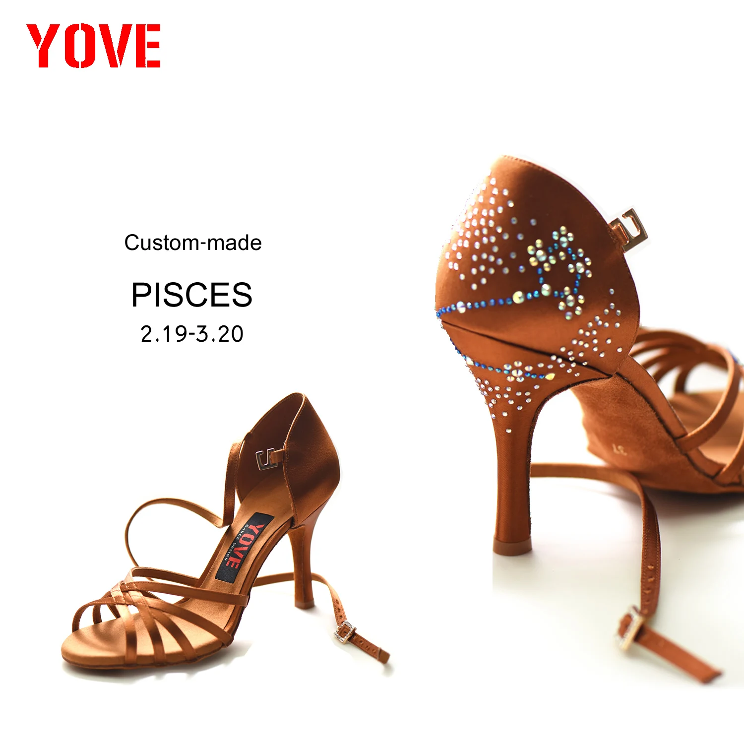 

YOVE Customized PISCES Salsa or Bachata Dance Shoe for Women's 3.5" Stiletto Heel