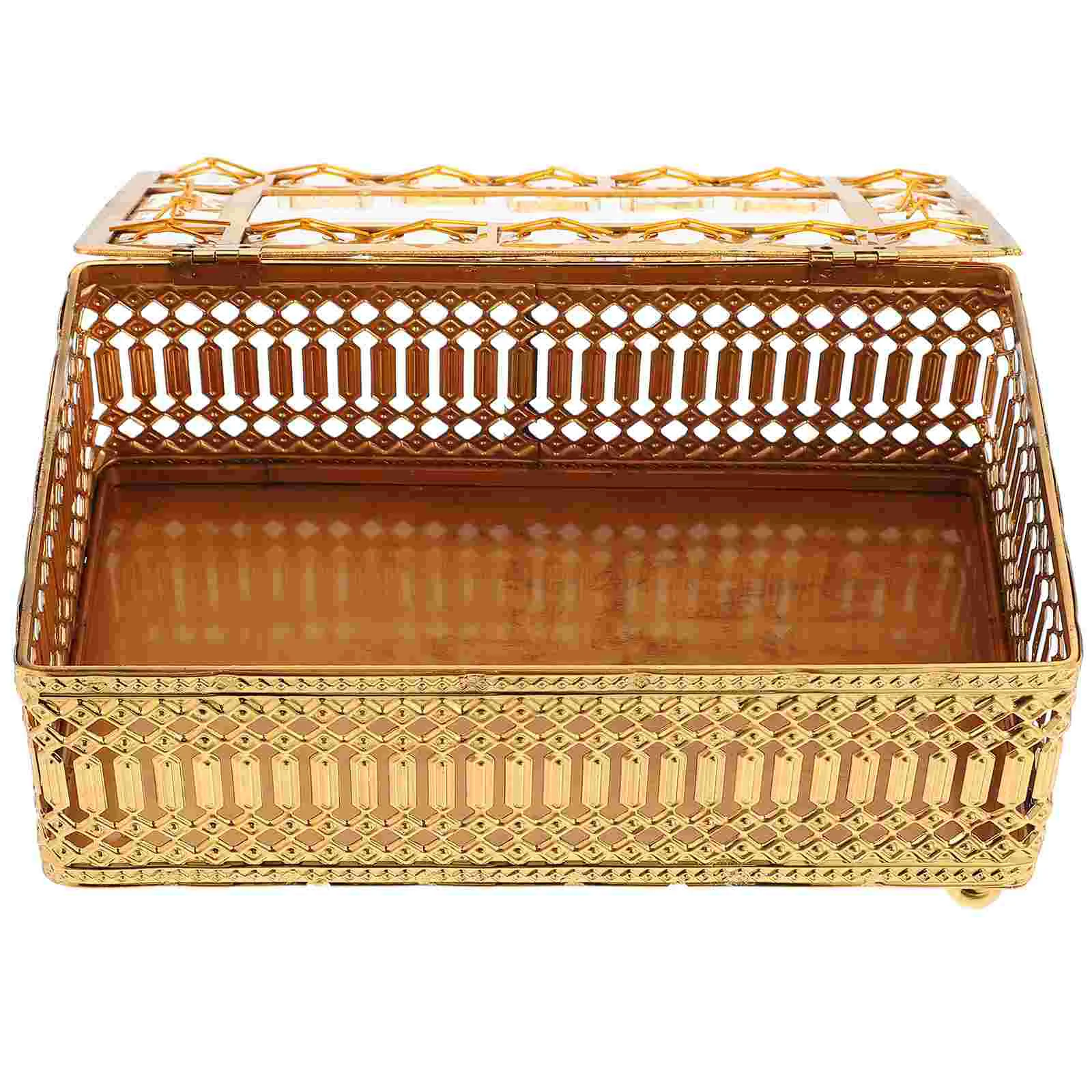 

Crystal Paper Box Household Napkin Boxes Holder Tissue Cover Towel Decorate Dispenser Alloy Facial Gold